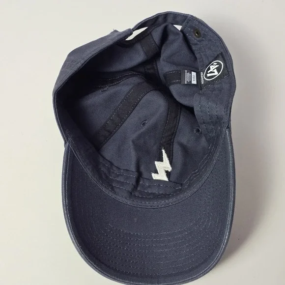 Lightning Bolt Hat Cap Men's Blue Gray Strap Back Adjustable Baseball - Picture 7 of 10